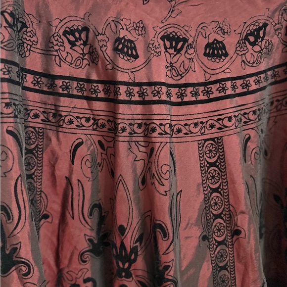 MSK Burgundy Black Flocked Velvet A-Line Skirt Women’s Large Style 38865 - Picture 3 of 7